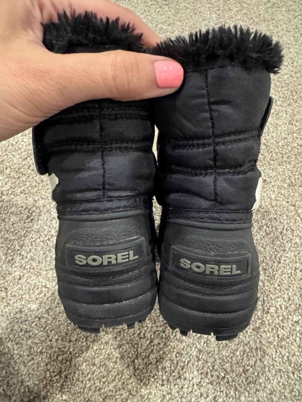 Sorel Black Kids Winter Snow Boots with White Polar Bear Accent - Picture 3 of 5